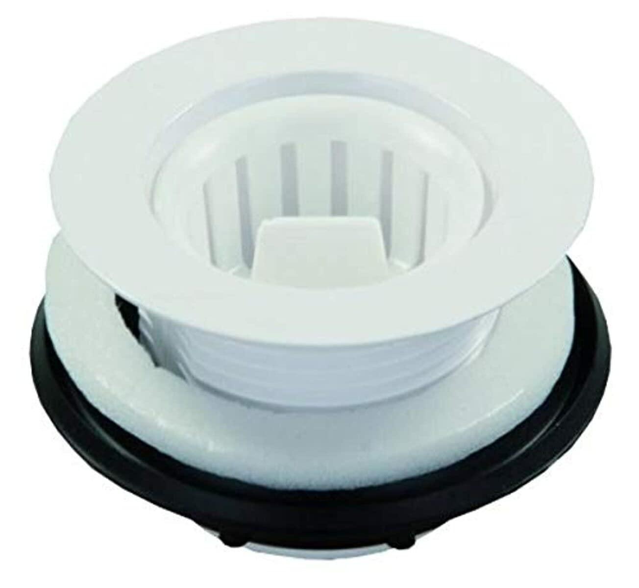 White Plastic Strainer with Threaded Basket for 2 Inch Drain