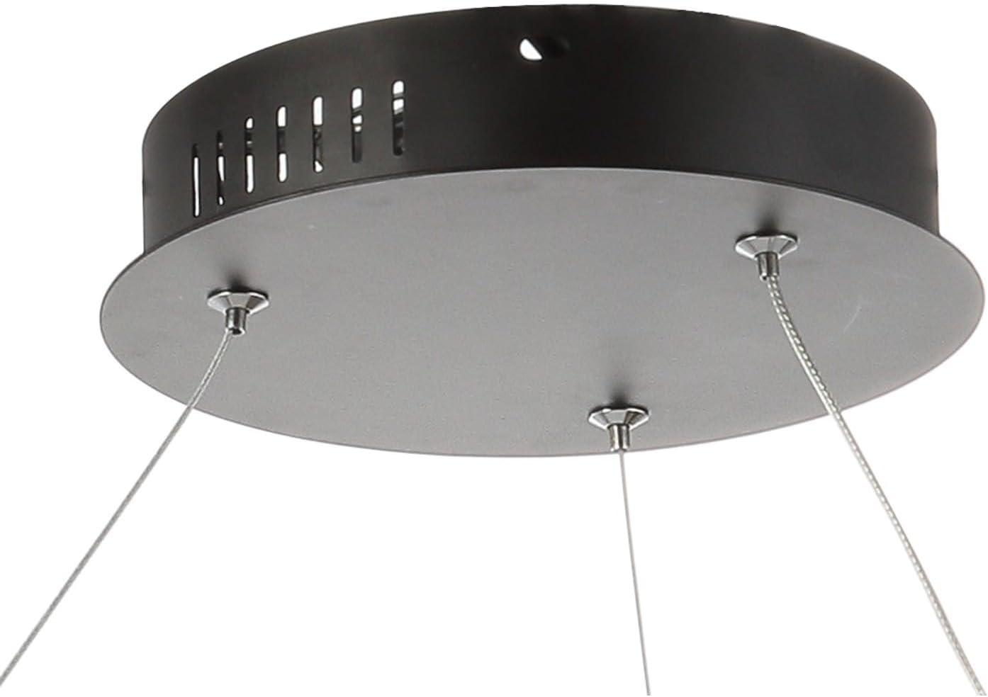JONATHAN Y Brice 23.75" Modern Contemporary Metal Round Integrated LED Pendant, Matte Black