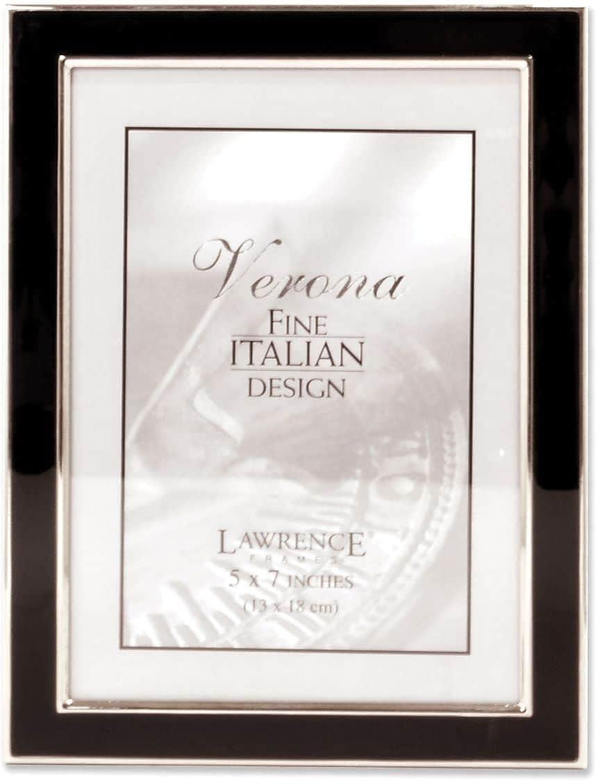 Lawrence Frames Silver Plated 5x7 Metal with Black Enamel Picture Frame