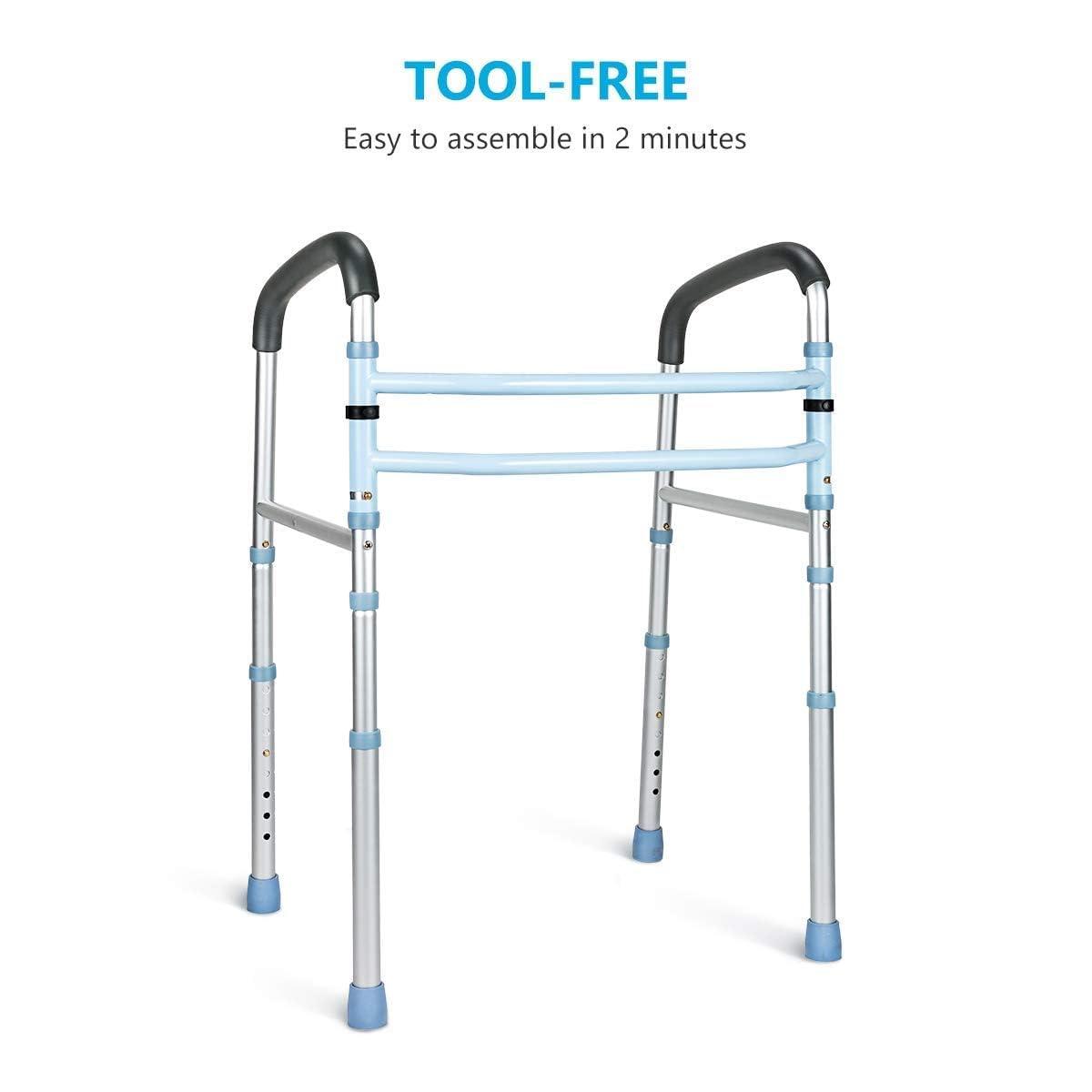 Oasisspace Stand Alone Toilet Safety Rail - Heavy Duty Medical Toilet Safety Frame for Elderly, Handicap and Disabled - Adjustable Bathroom Toilet Handrails, Fit Any Toilet