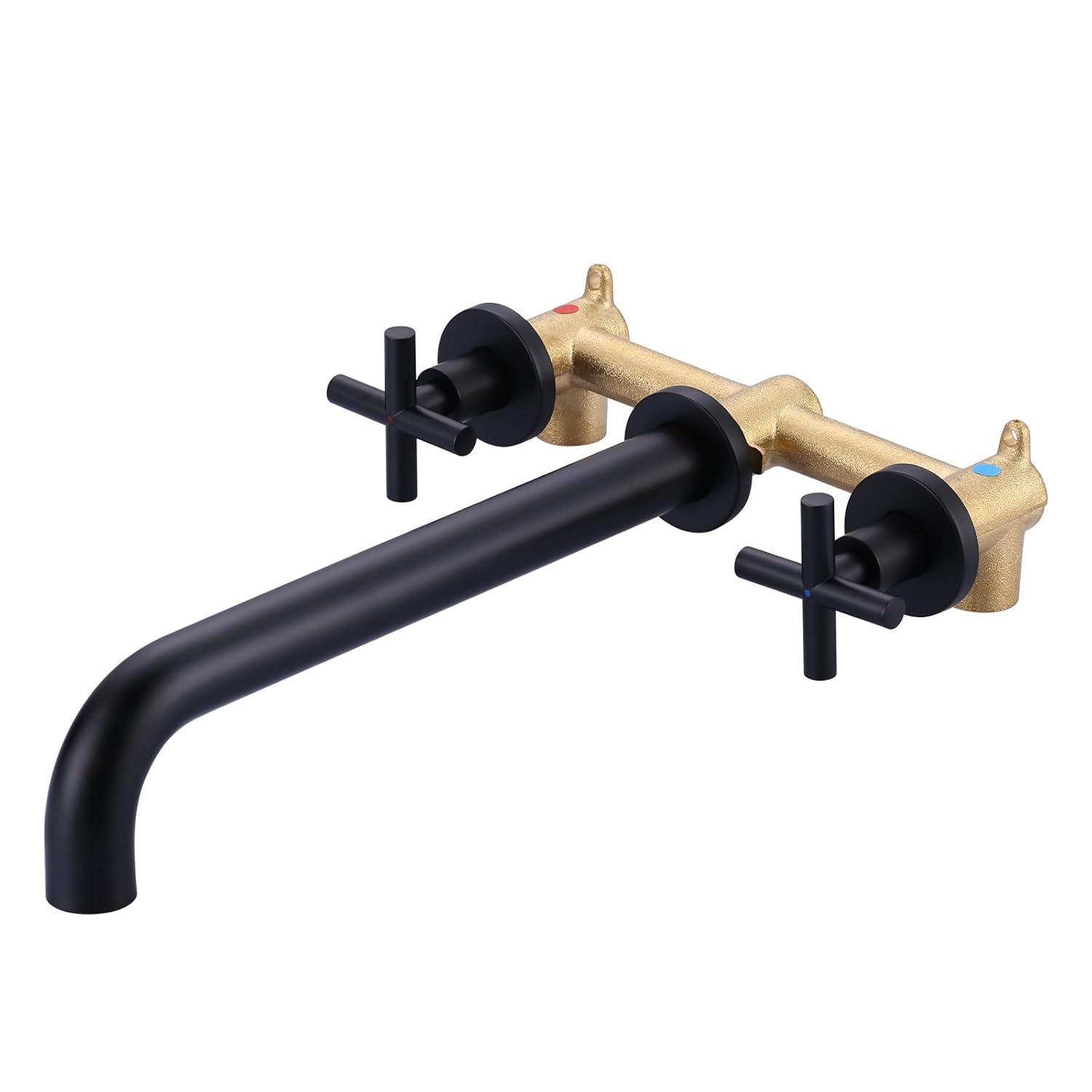 2-Handle 3-Hole Wall Mounted Roman Tub Faucet With 360° Swivel Spout
