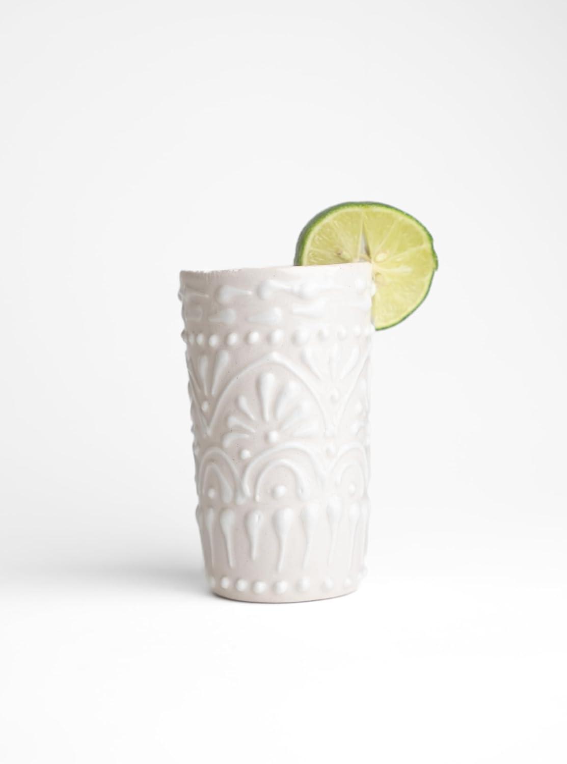 Talavera Shot Glasses - Set of 4 - 2 Oz (White Lace)