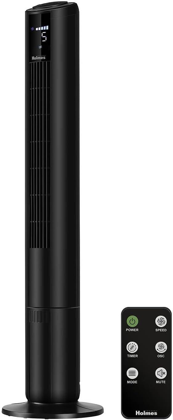 42" Oscillating Digital Tower Fan, 5 Speeds, Remote Control