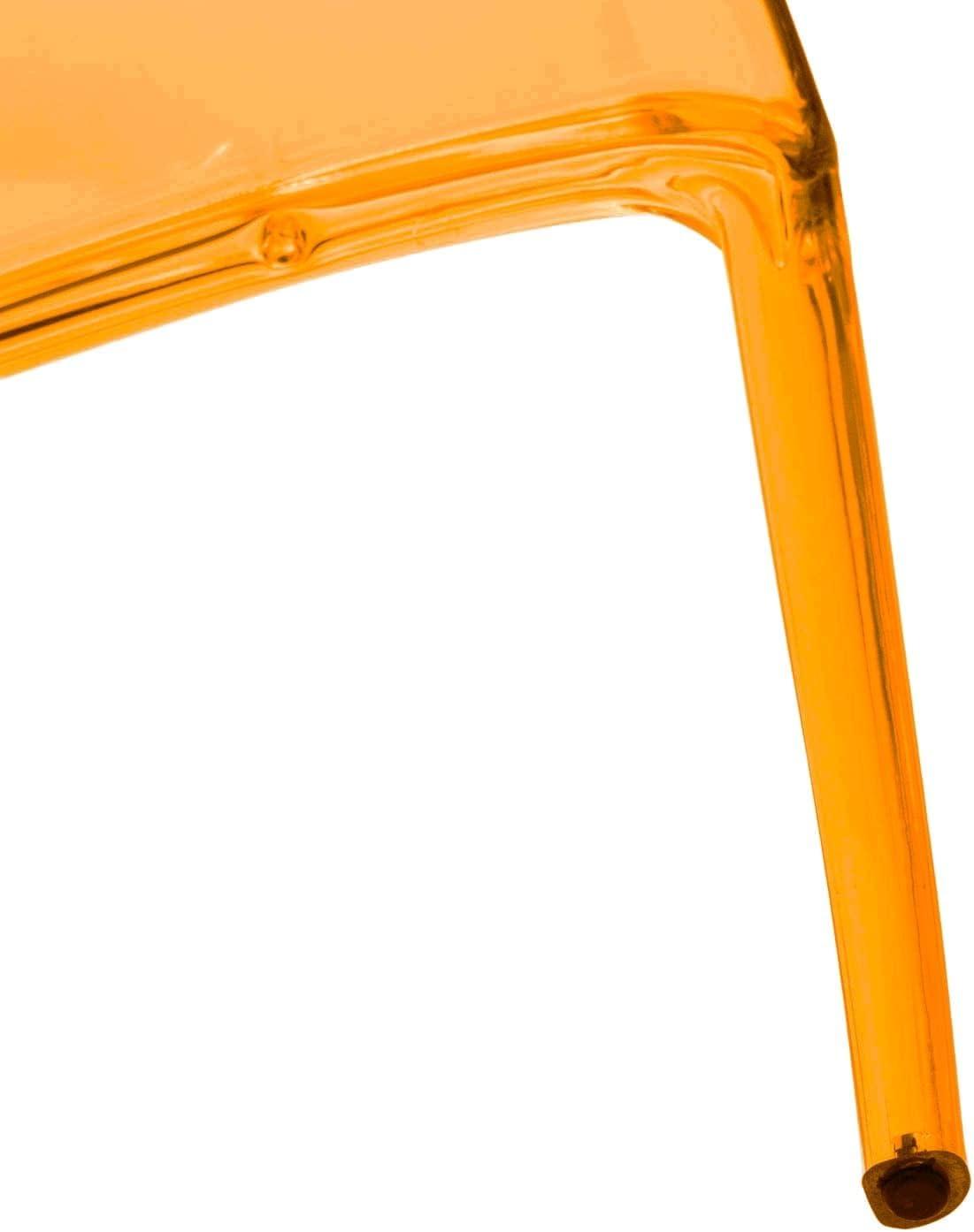 LeisureMod Murray Waterfall Edge Design Acrylic Dining Chair in Transparent Orange