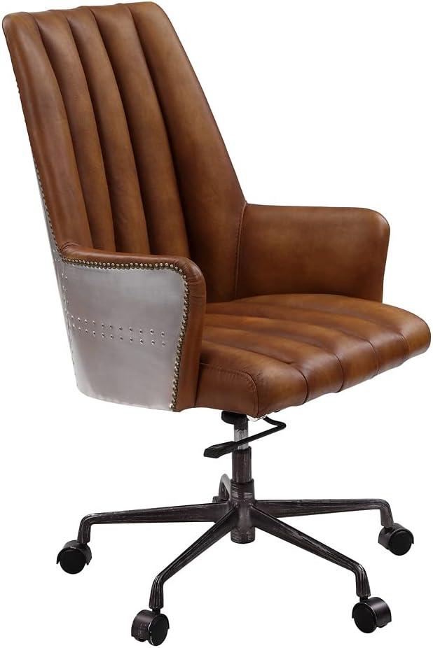 AcmeFurniture Office Chair, Sahara Leather & Aluminum 28"D x 25"W x 43"H