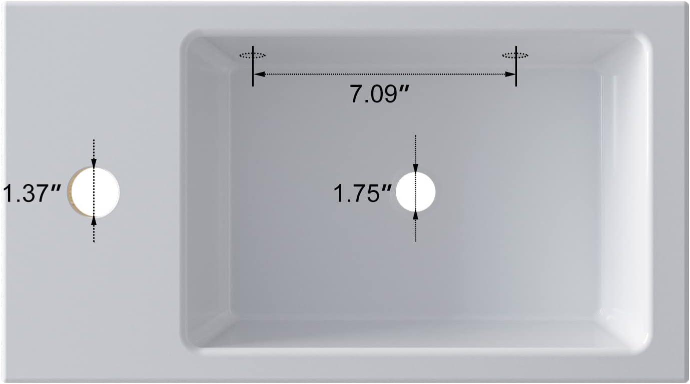 HOROW 9.75'' Ceramic Rectangular Hole Wall Mount Bathroom Sink