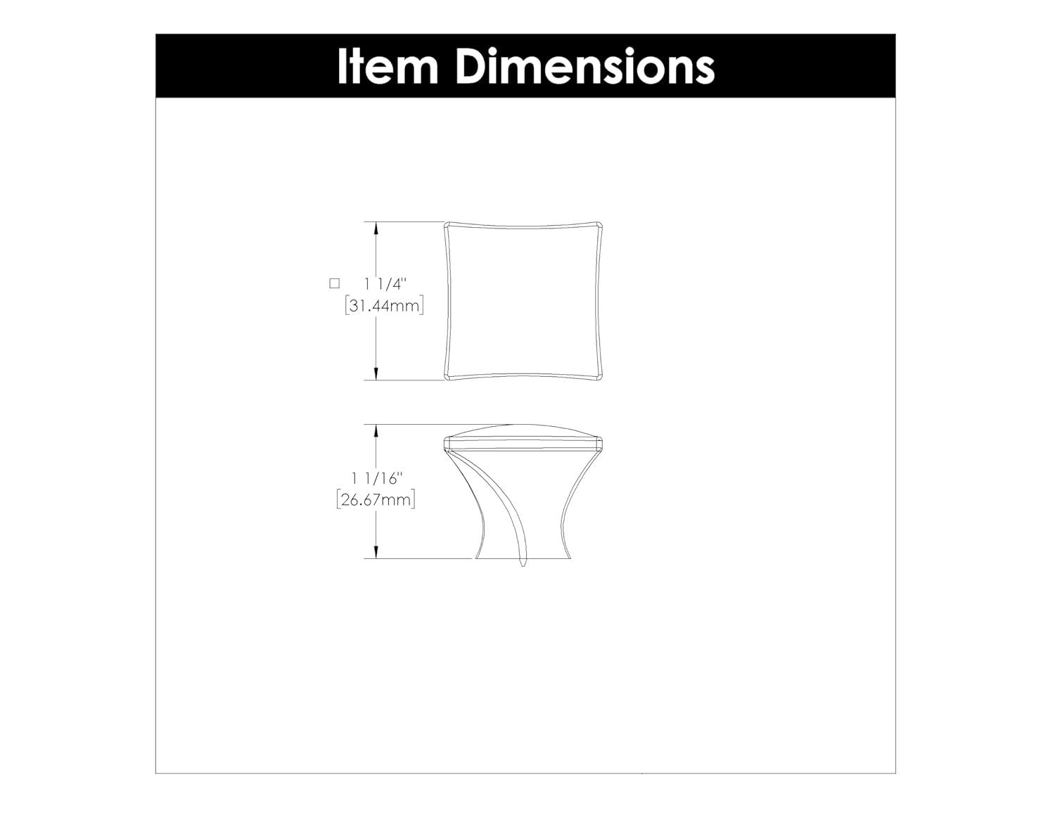 Twist 1 1/4" Length Square Knob