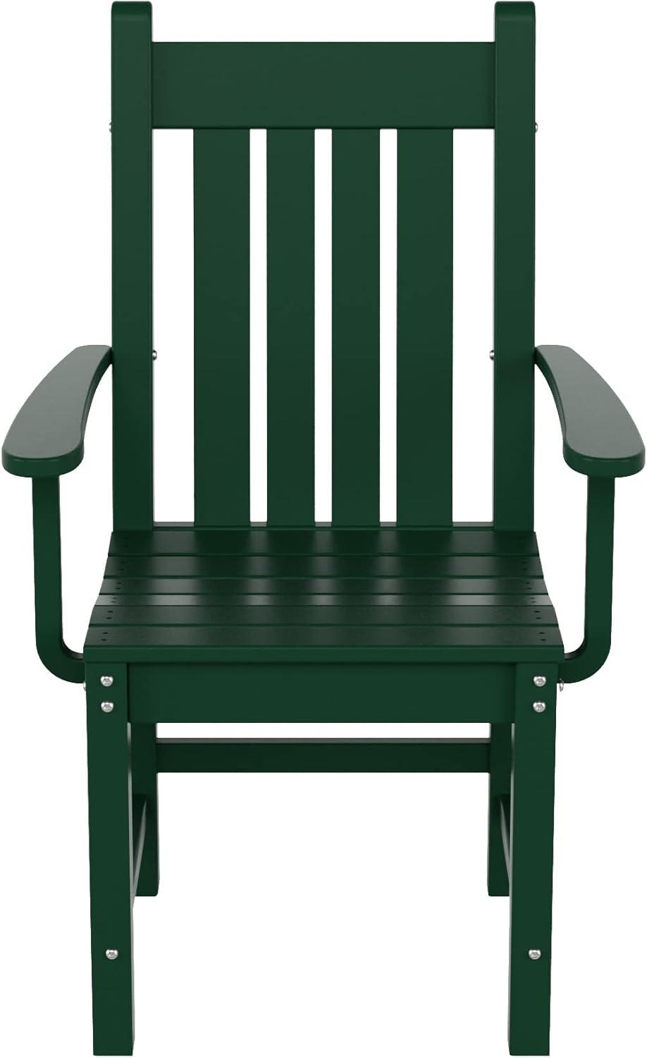 Dark Green HDPE Outdoor Dining Armchair with Fixed Arms