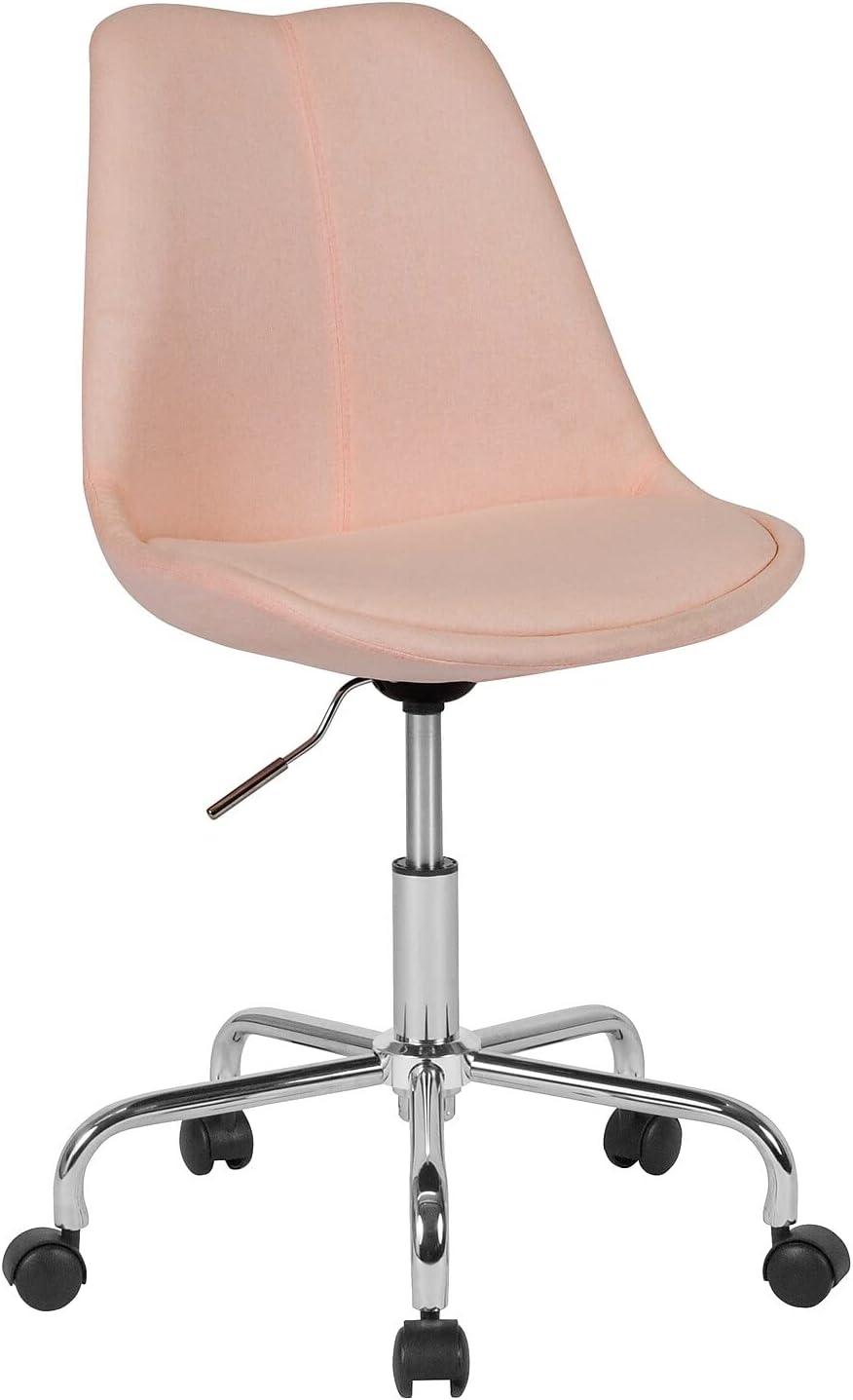 Pink Ergonomic Mid-Back Fabric Swivel Task Chair