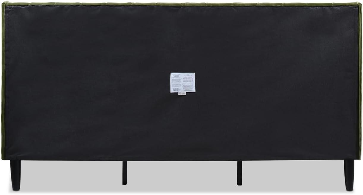 Aspen Vertical Tufted Headboard Platform Bed Set King Olive Green Velvet