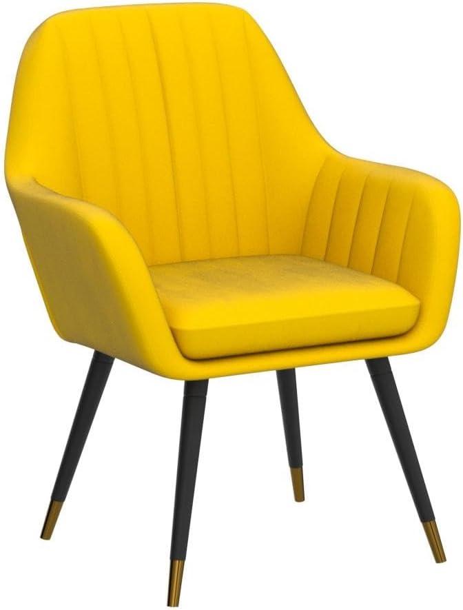 Roundhill Furniture Tuchico Contemporary Velvet Upholstered Accent Chair, Yellow