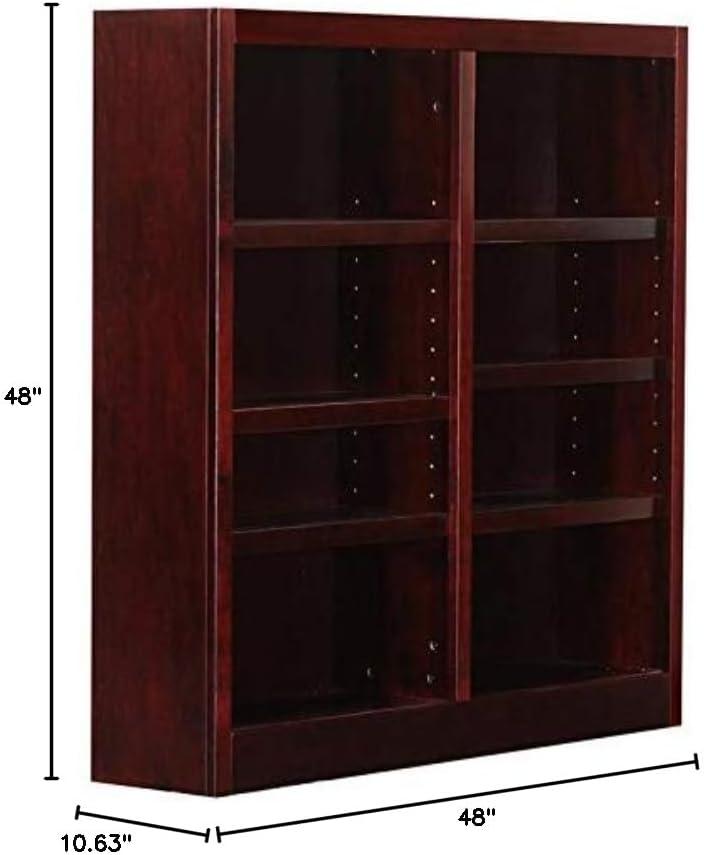 Concepts in Wood 8 Shelf Double Wide Wood Bookcase, 48 inch Tall - Cherry Finish