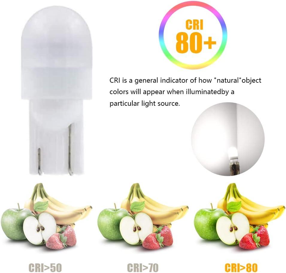 Cheopha T10 T5 Wedge Base LED Bulb 12VDC Landscape Wedge Bulb, 194 168 W5W LED Bulbs for Outdoor Landscape Path Step Deck Lights Cool White 6000k 1W Pack of 6