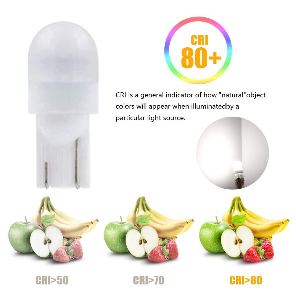 Cheopha T10 T5 Wedge Base LED Bulb 12VDC Landscape Wedge Bulb, 194 168 W5W LED Bulbs for Outdoor Landscape Path Step Deck Lights Cool White 6000k 1W Pack of 6