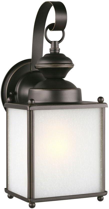 Antique Bronze LED Outdoor Wall Lantern with Frosted Seeded Glass