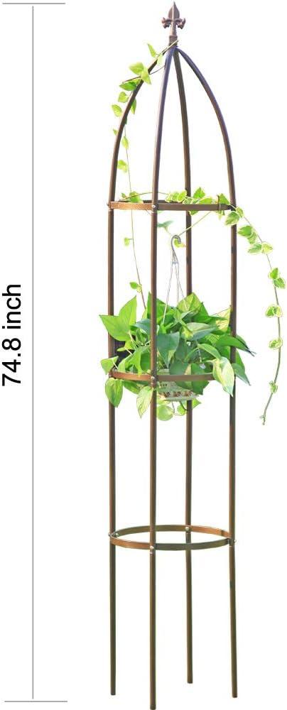 Dark Bronze 6.3 Feet Metal Obelisk Garden Trellis