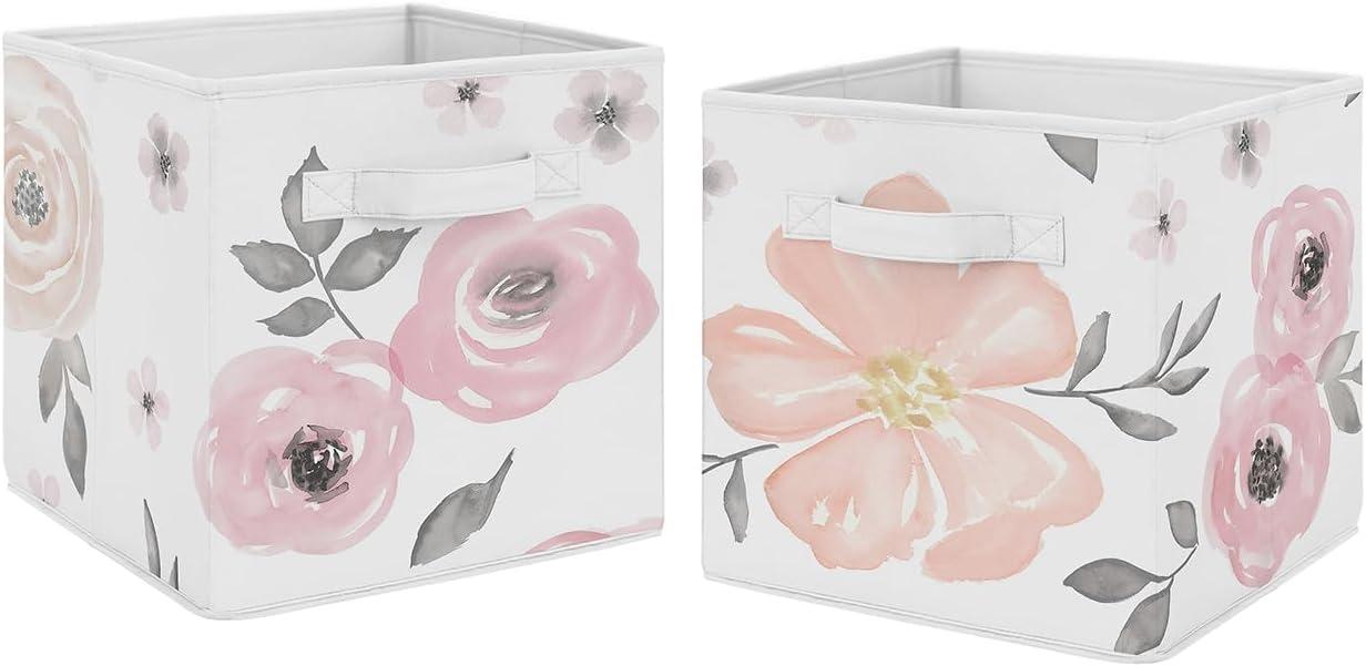 Watercolor Floral Fabric Storage Bin (Set of 2)