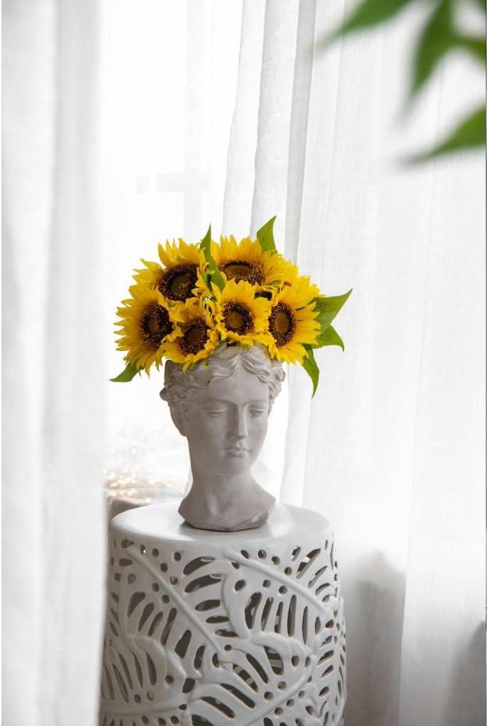 Classic Greek Lady Whitewash Cement Head Planter - Indoor/Outdoor Decor