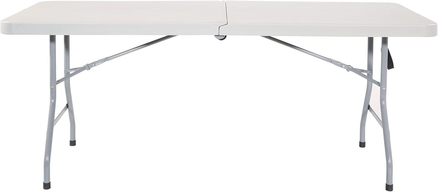 6 foot Resin Multi Purpose Center Light Gray Fold Table with Wheels