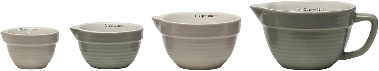 Creative Co-Op Tazas Medidoras en Forma de Recipiente para Rebozado en Grises (Juego de 4 Tamaños)