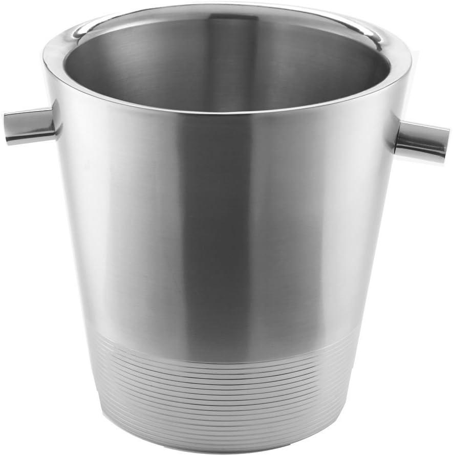 Brushed Silver Stainless Steel Champagne Bucket with Handles