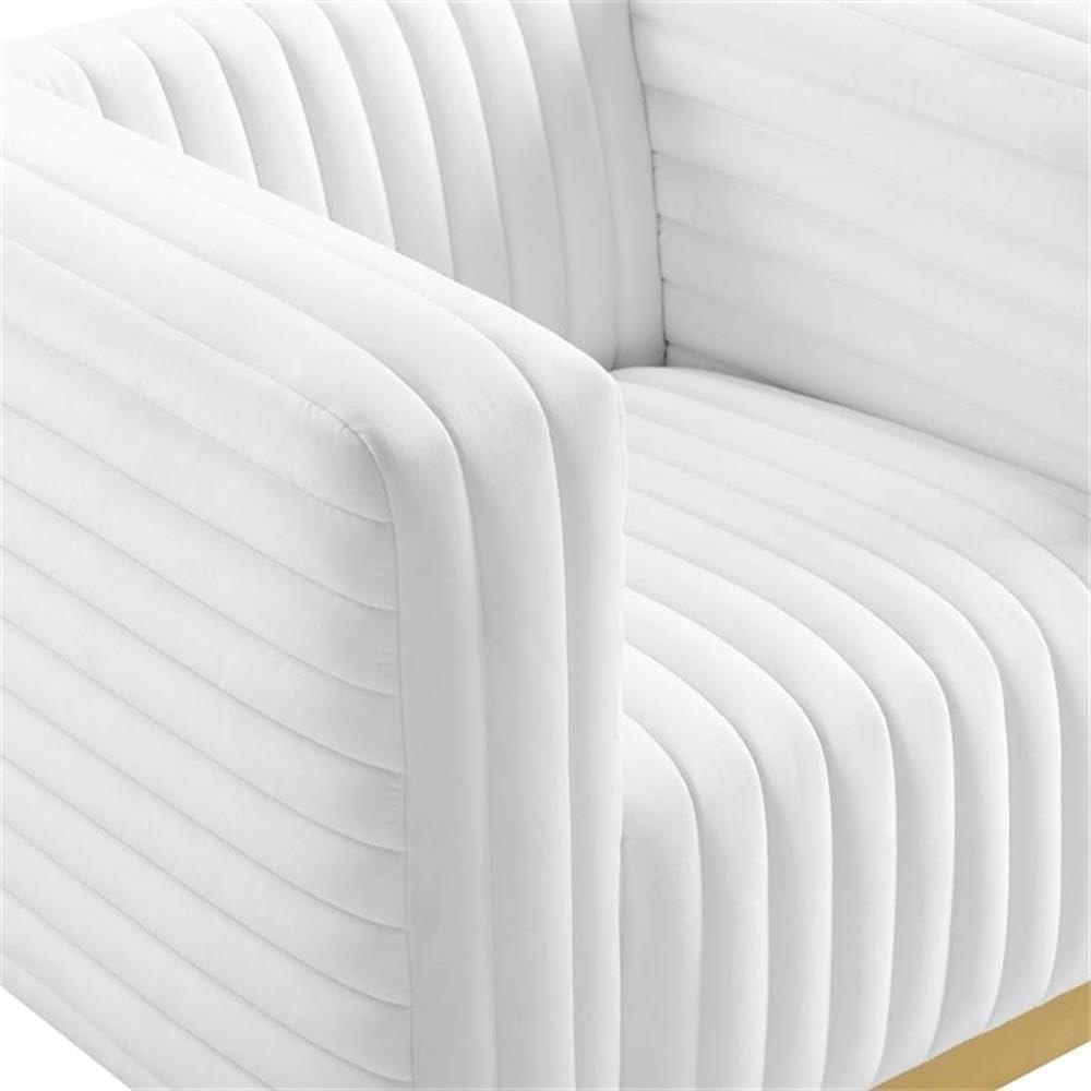 Modway Charisma Channel Tufted Performance Velvet Accent Armchair in White