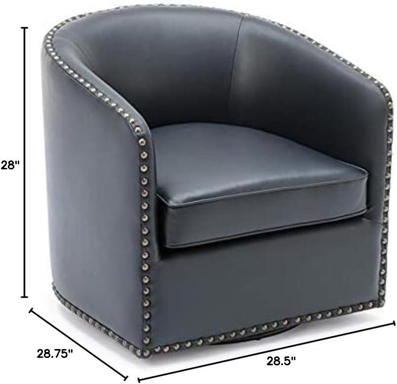 Comfort Pointe Tyler Swivel Arm Chair Midnight Blue: Upholstered, Nailhead Trim, Foam Filled, Wood Frame