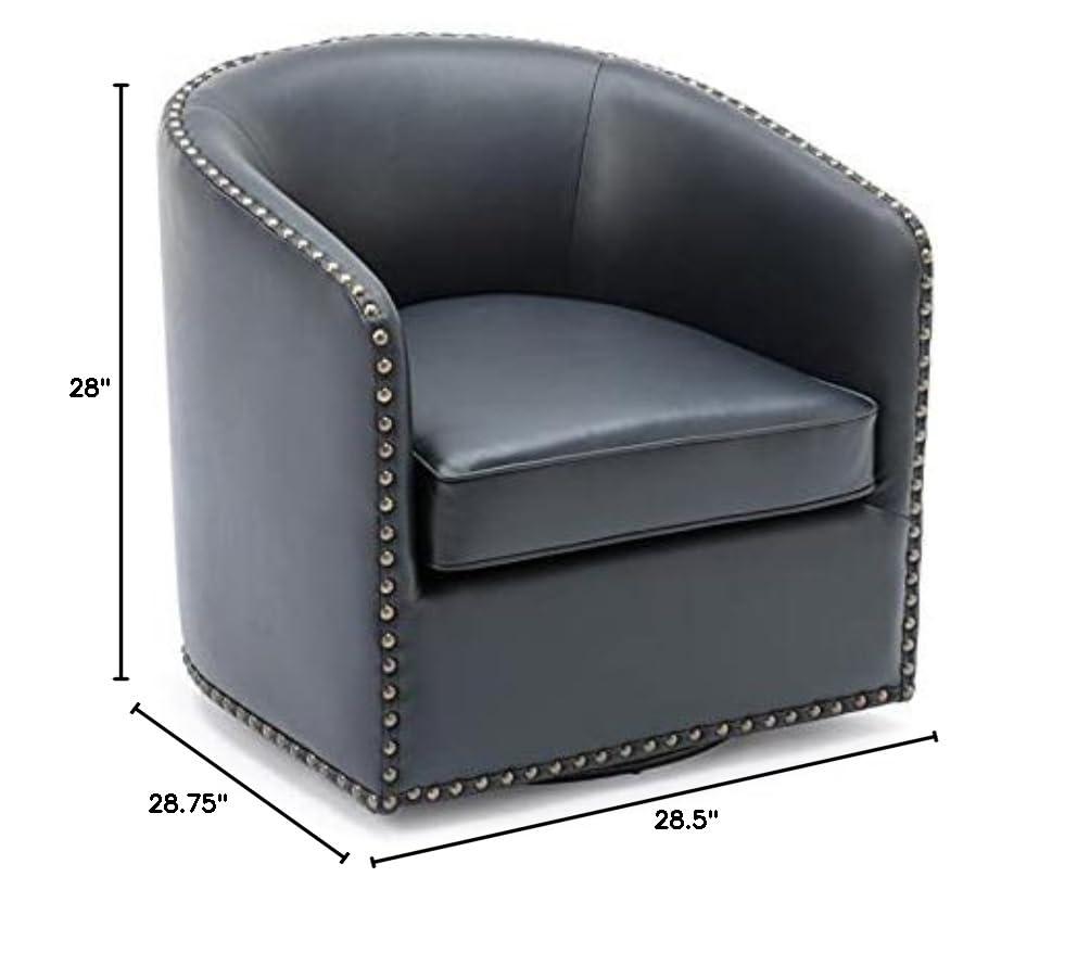 Comfort Pointe Tyler Swivel Arm Chair Midnight Blue: Upholstered, Nailhead Trim, Foam Filled, Wood Frame
