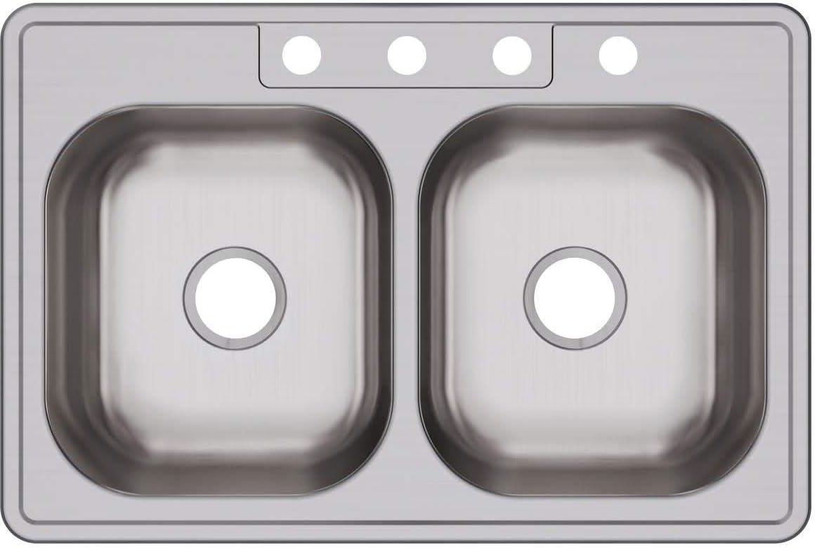 Elkay Dayton Stainless Steel 33" x 22" x 8-1/16", Equal Double Bowl Drop-in Sink