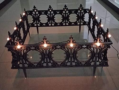 Jumbl Solar-Lit Wrought Iron Style Garden Fence (4 Panels) - Silver