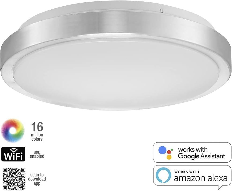 Luvoni by Maxxima 13 in. Smart WiFi LED Round Flush Mount Ceiling Light, Dimmable, CCT 2000K-5000K, 1500 Lumens