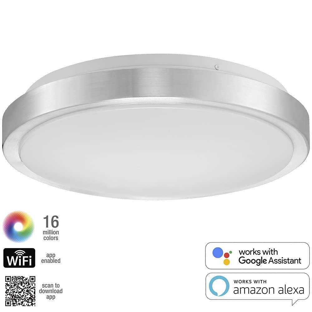 Luvoni by Maxxima 13 in. Smart WiFi LED Round Flush Mount Ceiling Light, Dimmable, CCT 2000K-5000K, 1500 Lumens