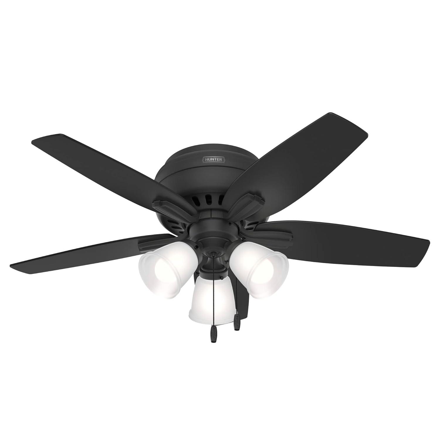 Hunter Fan Newsome 42" 5 - Blade Traditional Indoor Flush Mount Ceiling Fan with Lights and Pull Chains