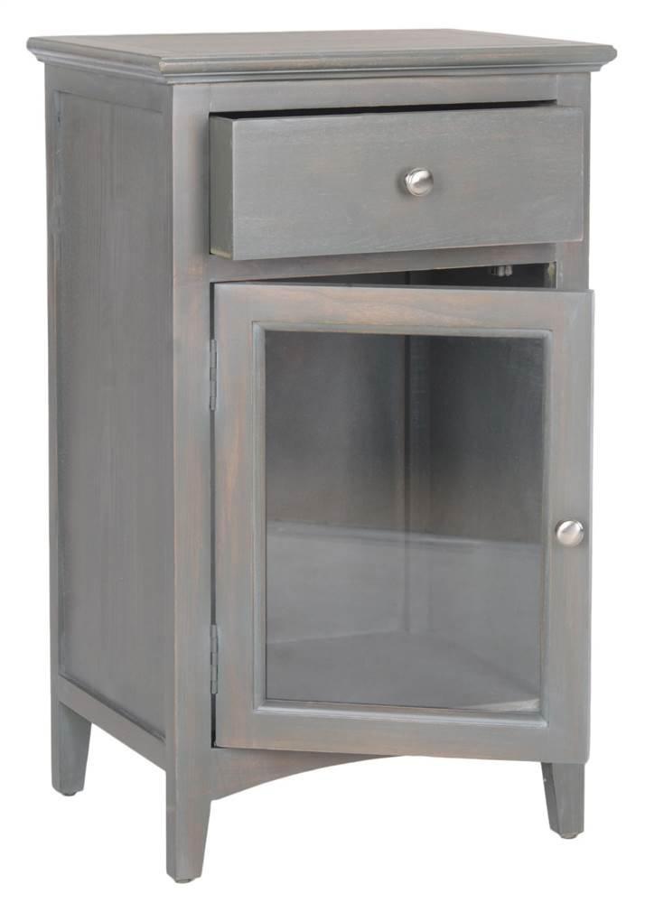 Ziva 1 Drawer Nightstand with Glass Cabinet - Dark Teal - Safavieh.