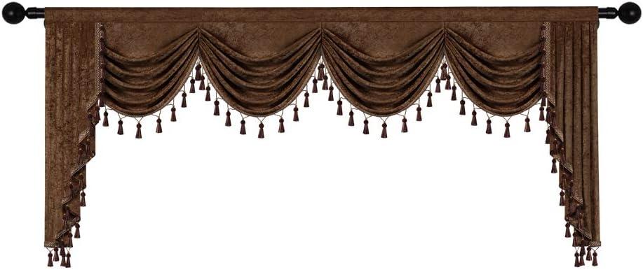 Gold Chenille Waterfall Valance with Rod Pocket