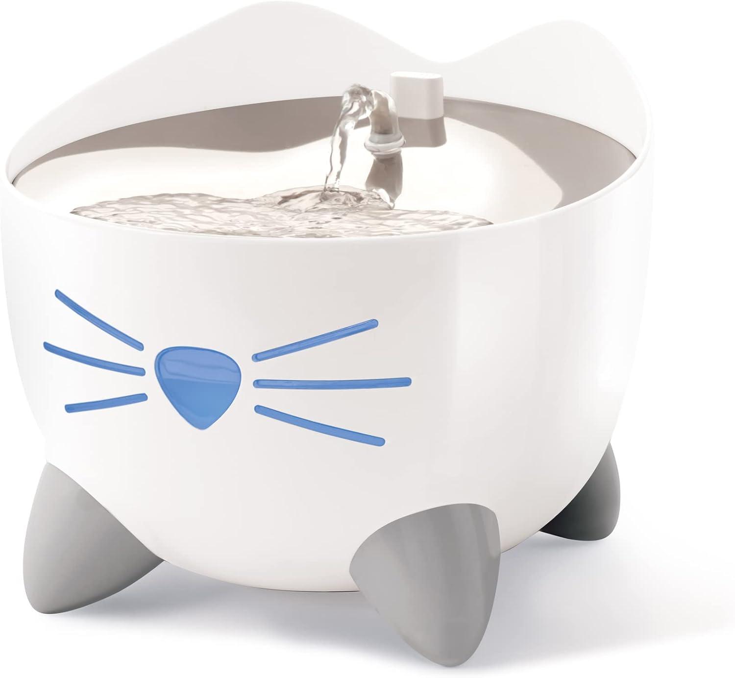 Smart White and Gray Stainless Steel Cat Water Fountain