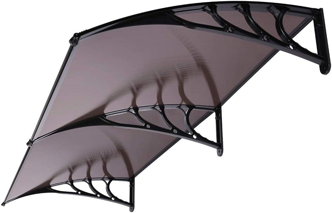 SPECSTAR Polycarbonate Window Door Awning Spliced Canopy Brown with Black Bracket 40 inch x 80 inch