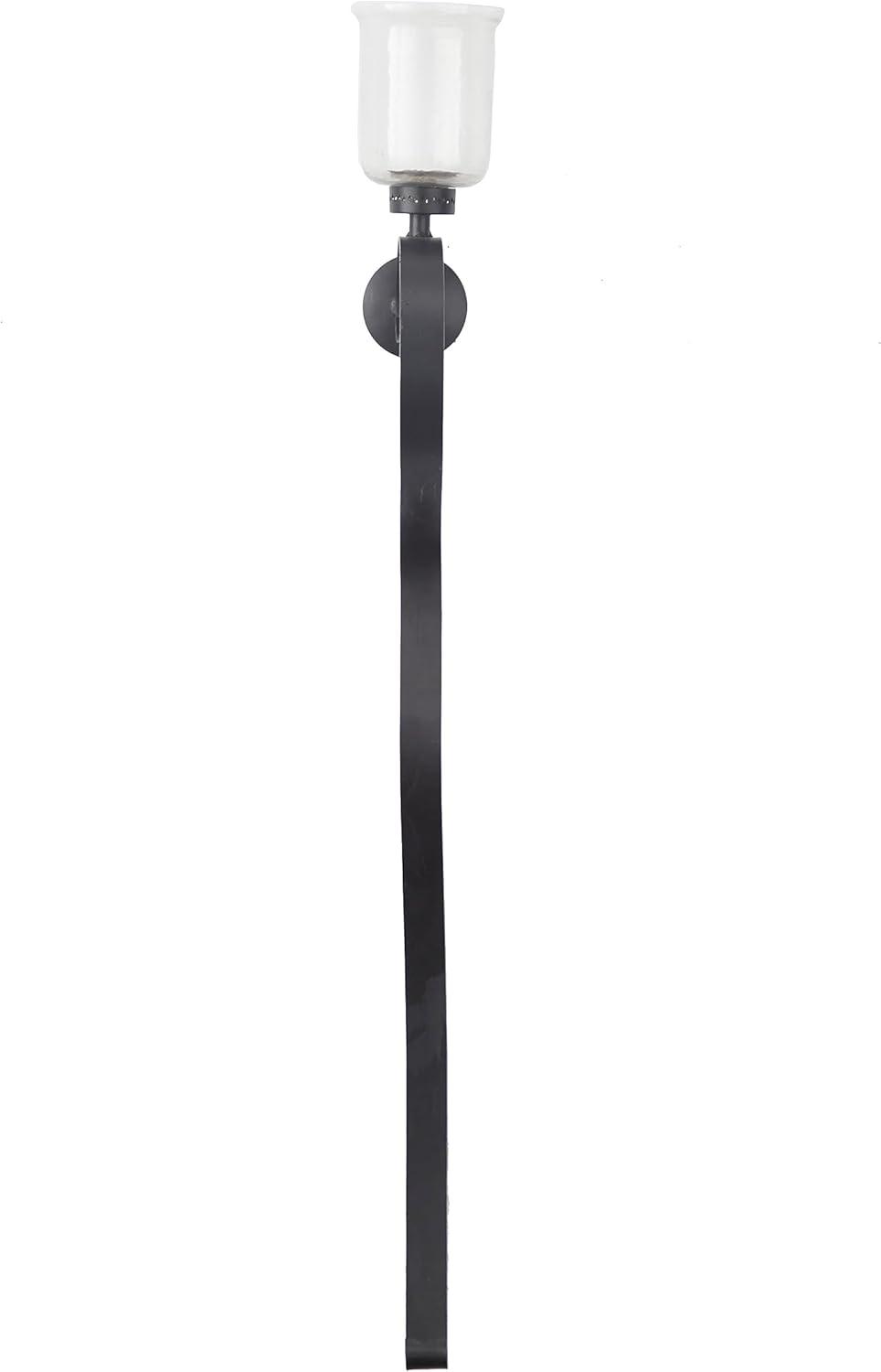 Agnew Metal Handmade Long Pillar Scroll Indoor Outdoor Black Wall Sconce