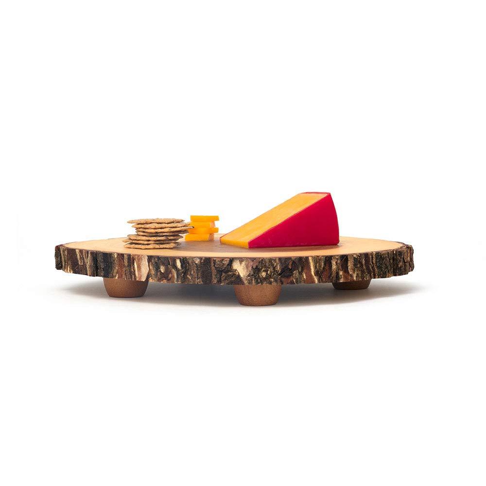 Lipper International 13-15in Acacia Tree Bark Footed Server