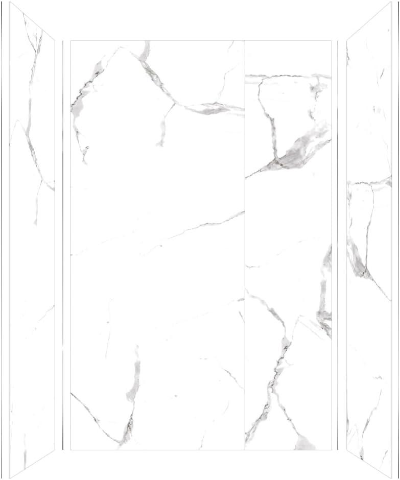 Titan 60" x 36" x 96" White Marble Glossy Shower Wall Kit