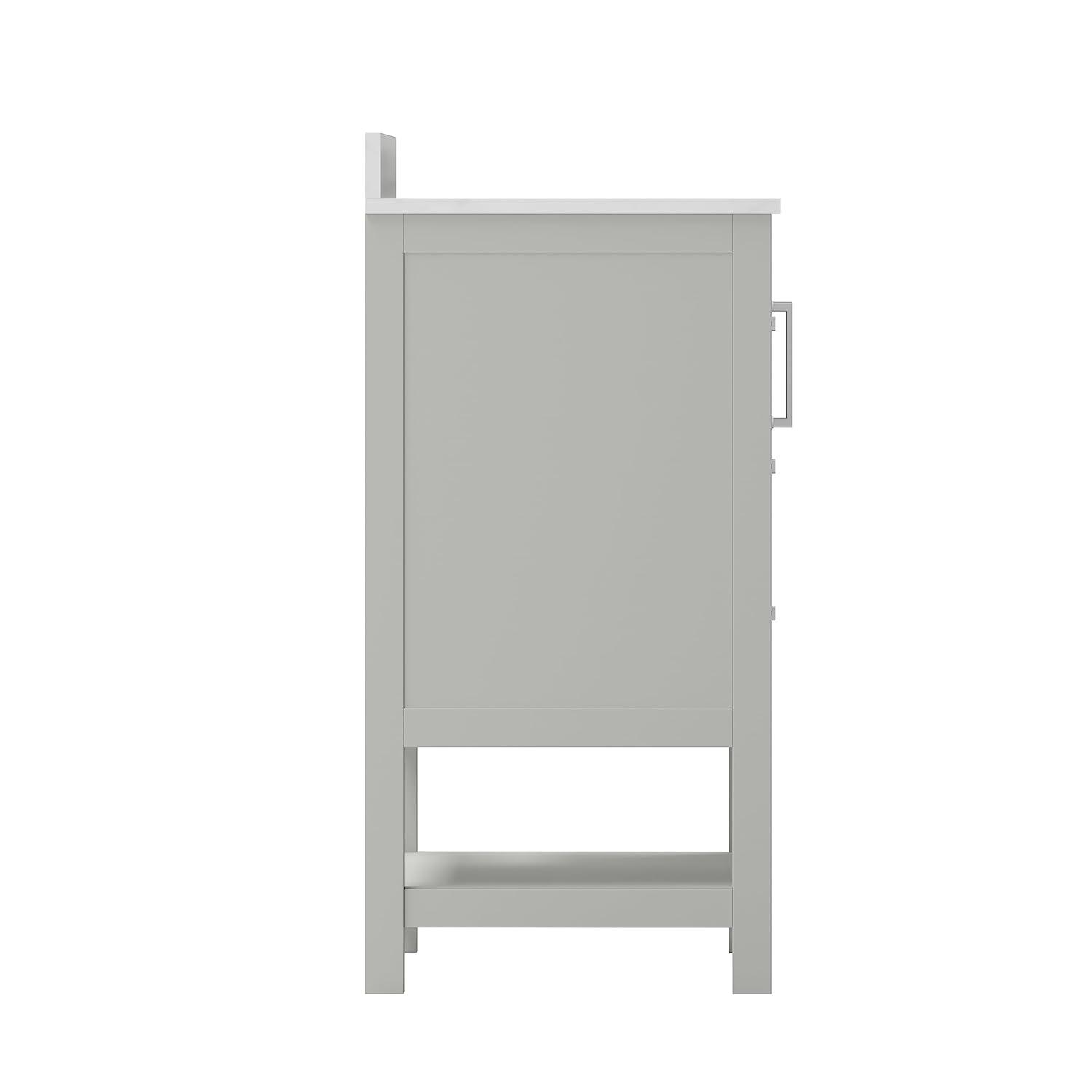 Taylor & Logan 36" Vivien Bathroom Vanity with Open Shelf and 3 Drawers Gray: Stoneware Top, Wood Frame, Single Basin