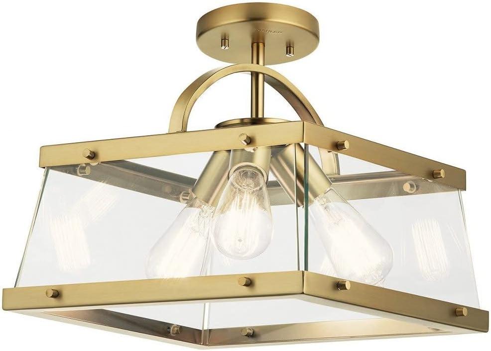 Darton 13.75" 3 Light Convertible Pendant/Semi Flush with Clear Glass in Classic Pewter