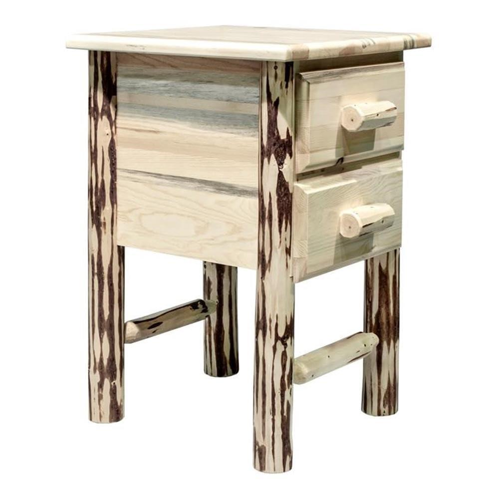 Montana Collection Nightstand with 2 Drawers, Clear Lacquer Finish
