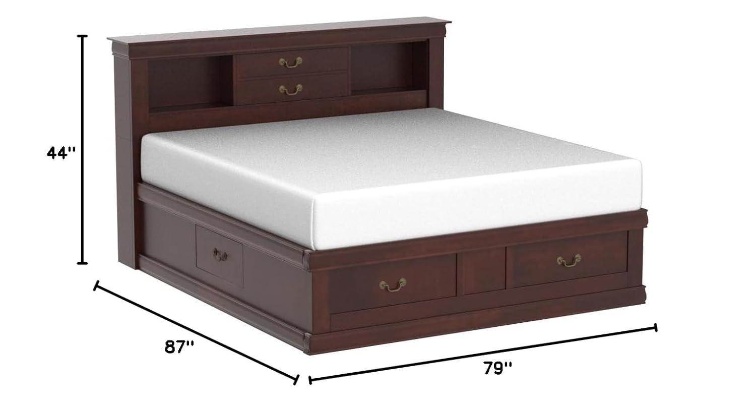 Glory Furniture Louis Phillipe King Storage Bed in Cherry