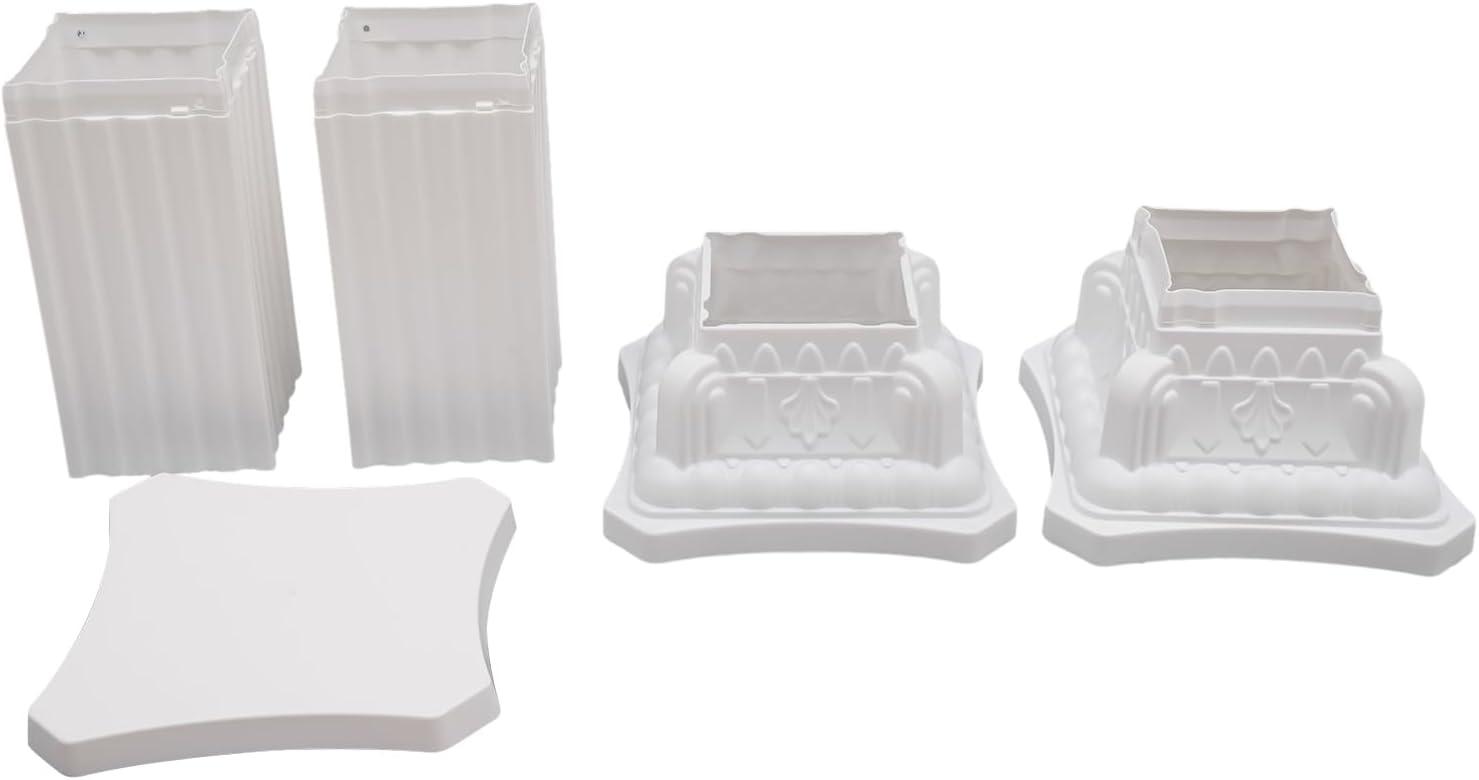 Roman Columns Plastic Wedding Stand Pillar Greek Statue Plant Stand Elegant Event Party Decorative Pedestal Flower Pot Holder Decor (4Pcs, 11.81x35.43 Inch)