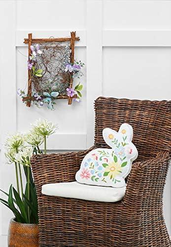 C&F Home 14" Floral Easter Bunny Spring Shaped Throw Pillow
