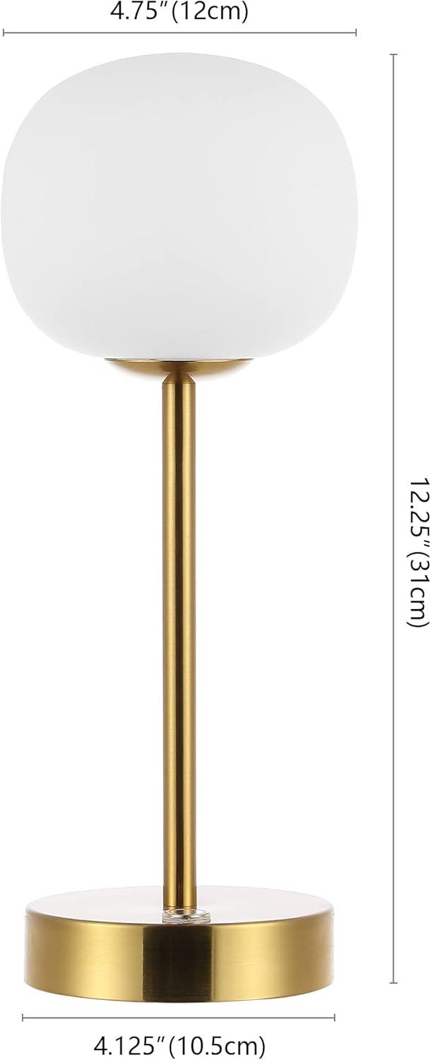 JONATHAN Y JYL7108C Natalia 12.25" Modern Minimalist Iron Rechargeable Integrated Portable LED Table Lamp, Coastal, Contemporary for living room, dinning room, bedroom, Brass Gold/White