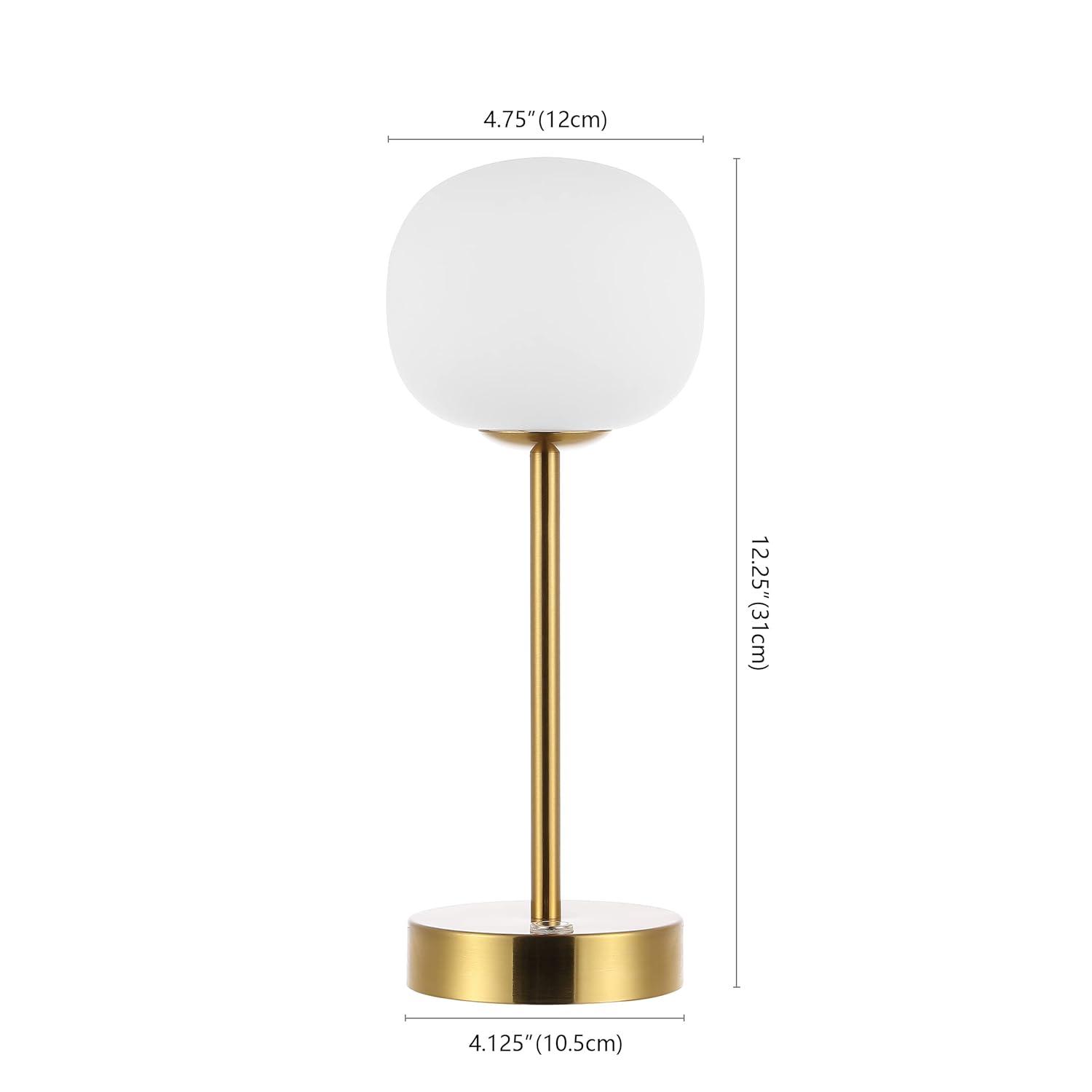 JONATHAN Y JYL7108C Natalia 12.25" Modern Minimalist Iron Rechargeable Integrated Portable LED Table Lamp, Coastal, Contemporary for living room, dinning room, bedroom, Brass Gold/White