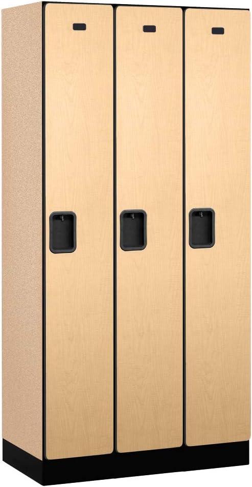 12" Wide Single Tier Designer Wood Locker - 3 Wide - 6 Feet High - 18 Inches Deep - Maple