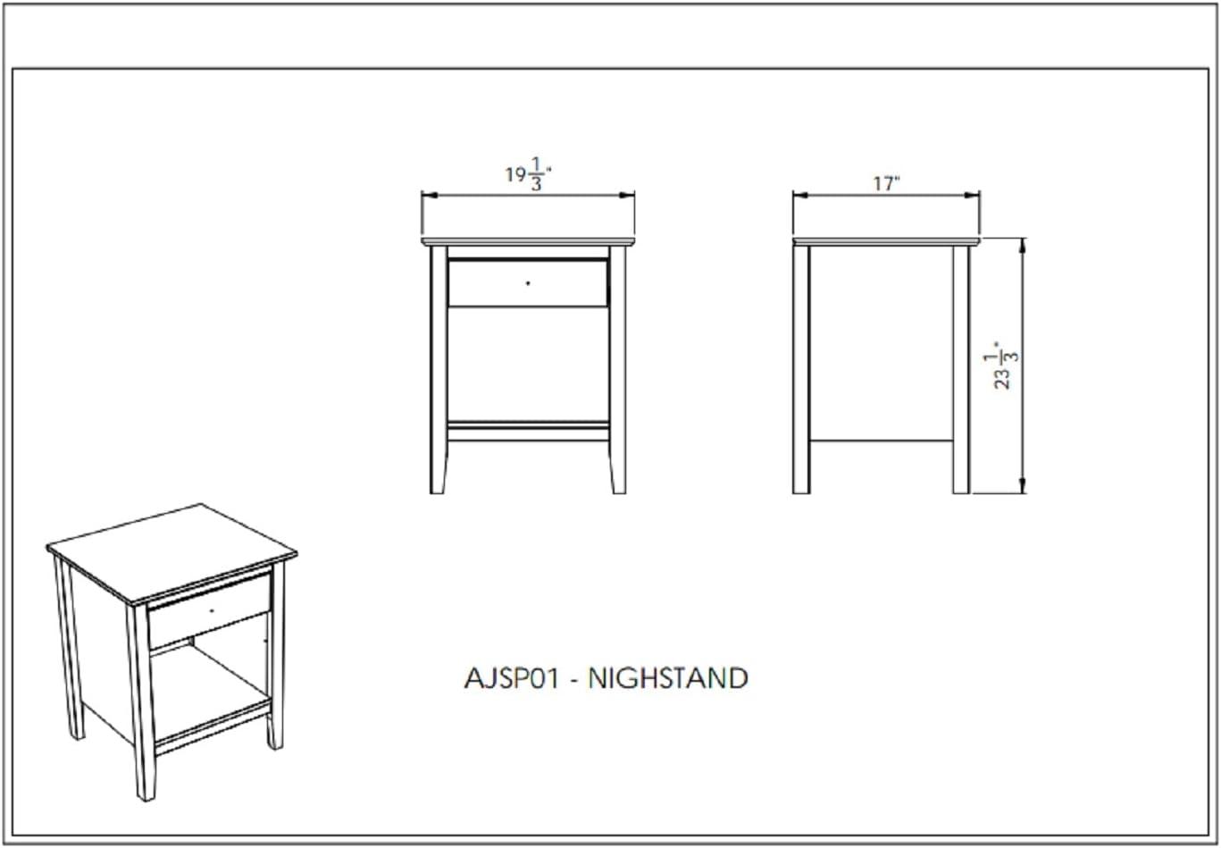 Simplicity White Brazilian Pine 1-Drawer Nightstand